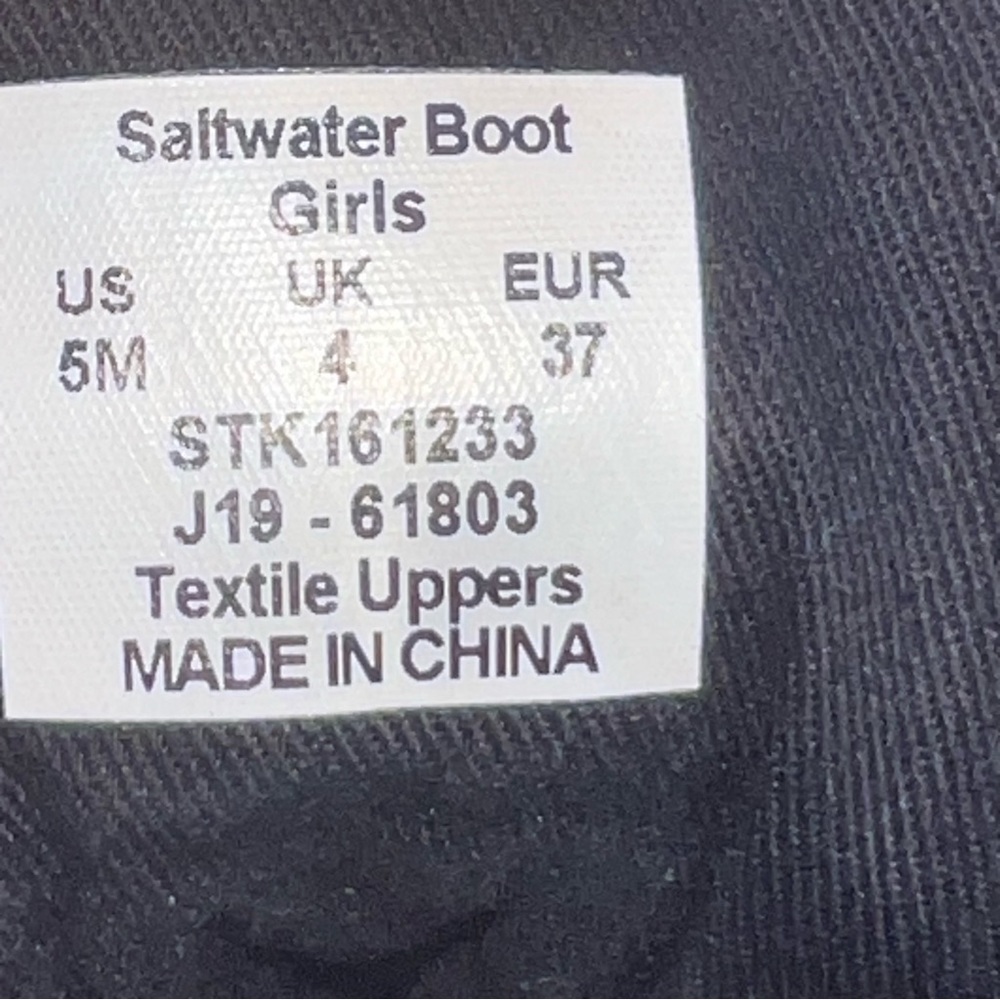 Sperry Black Saltwater Rubber Duck Boots Girl's Big Kids Size 3 Waterproof - Picture 13 of 13